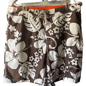 Men's J. Crew Original Swimwear Brown and White
Board Short Swim Trunks